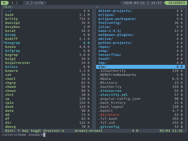 Vifm with onedark theme